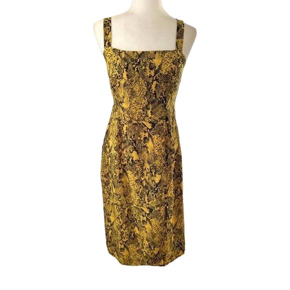 NWT Sanctuary Georgina SNAKESKIN Print Edgy Sexy Dress Medium Dark Yellow Black - Picture 10 of 10